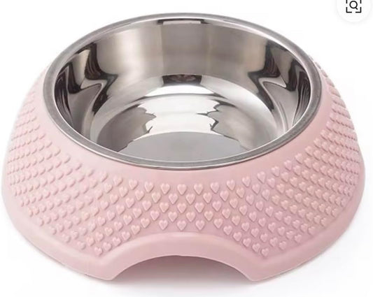 3D Stereoscopic Heart Shaped Pet Food Bowl with Detachable Stand, Stainless Steel, Modern Durable Dog Feeder (Blue)