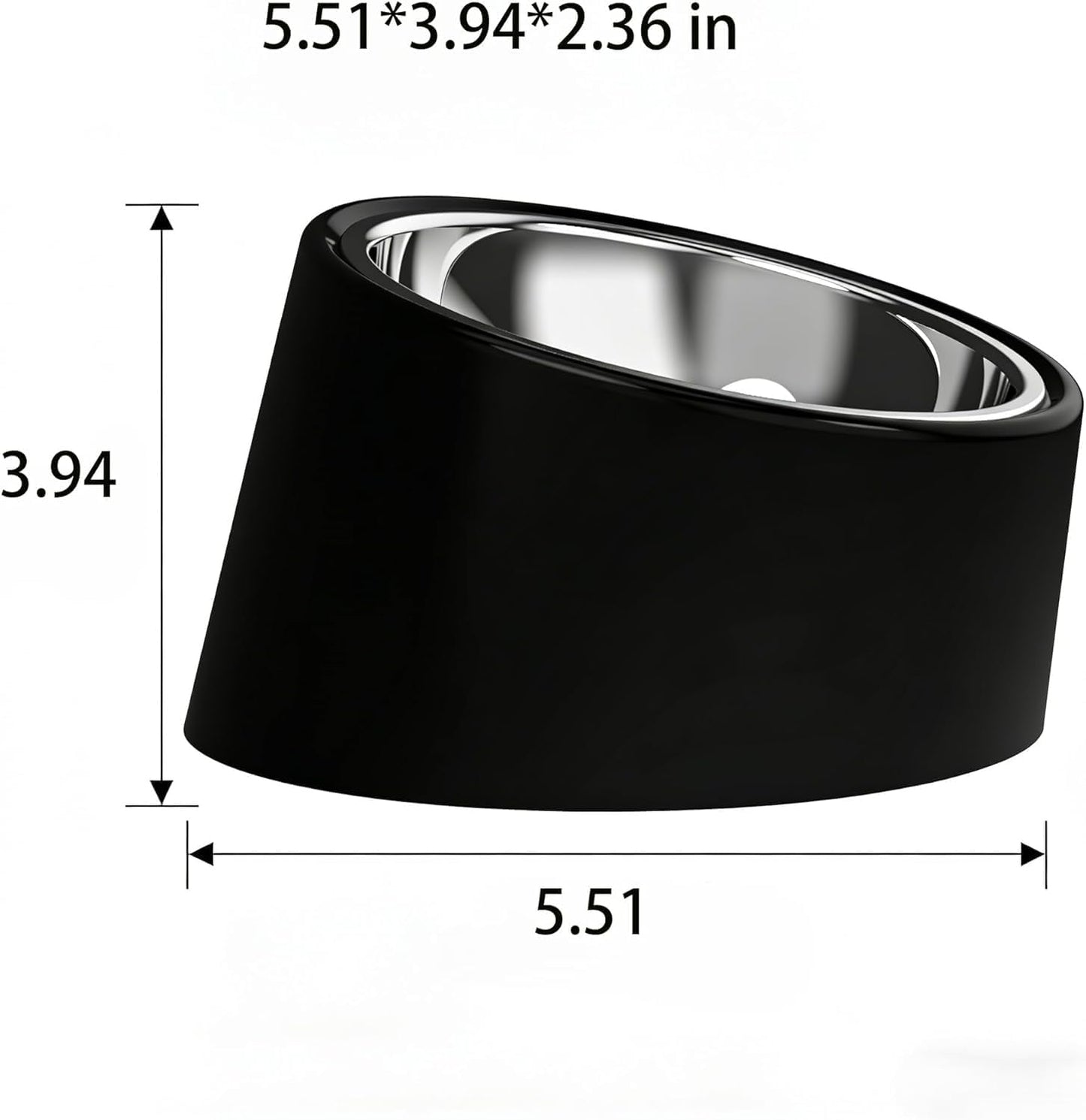 15° Tilted Elevated Dog Bowl, Non-Slip No-Spill Stainless Steel Pet Feeder, Detachable 2-in-1 Food & Water Dish for Medium Dogs (Like French Bulldog) and Cats, Anti-Choke, Black (Size M)