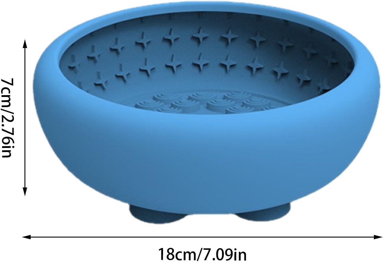 Slow Feeder Cat Bowl – Silicone Non-Slip Pet Dish with Strong Suction Cup | Dog Puzzle Feeder for Puppy, Medium Pets, Drinking, Eating, Water, Standing, Camping, Car, Home, Outdoor, Indoor, Yard