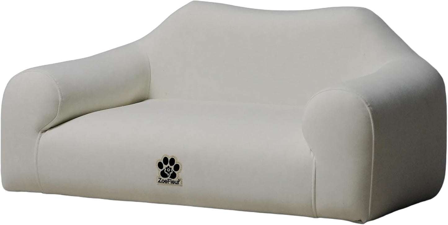 Pet Sofa Bed, Orthopedic Washable Dog Bed for Small Medium Dogs and Cats, Modern Plush Pet Furniture with Removable Cover(White)