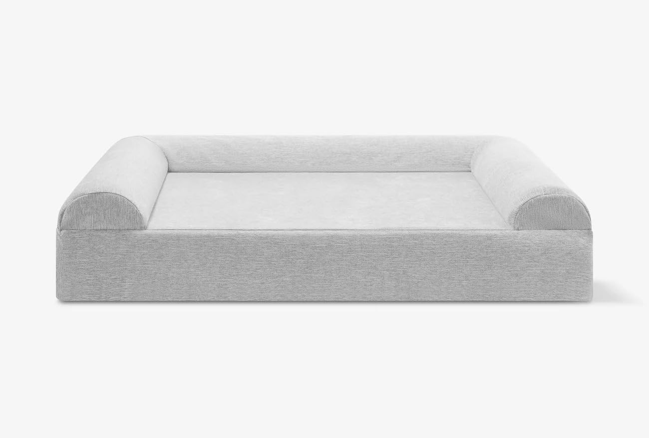 Barker Beds XL Orthopedic Dog Sofa Bed - 7" Foam, 3-Sided Bolster - 75-120 lbs - Joint Pain & Arthritis Relief - Washable - 52"x36"x7" - Stormcloud Linen