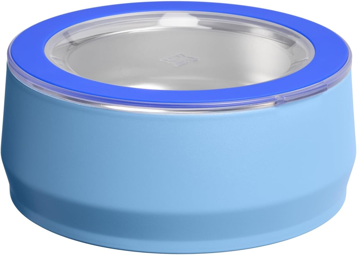 STANLEY Pet Bowl | 3-Cup (24 oz) Insulated Stainless Steel Dog & Cat Bowl | Splash-Resistant Lid | Dishwasher Safe | BPA-Free | Blue Sky