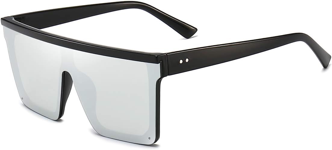 Dollger Square Oversized Sunglasses for Women Men Fashion Flat Top Big Black Frame Shades