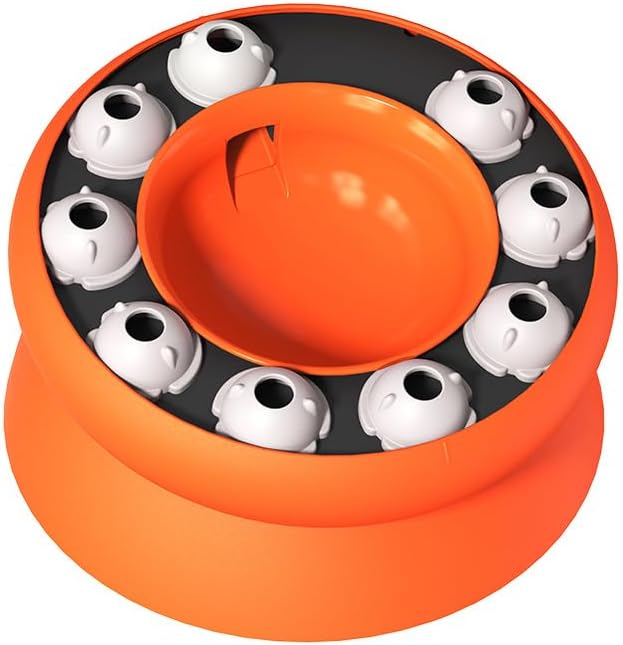 Interactive Cat Puzzle Feeder Bowl – Slow Feed Toy for Cats – Healthy Eating – BPA-Free, Easy to Clean, Anti-Slip Base (Orange)