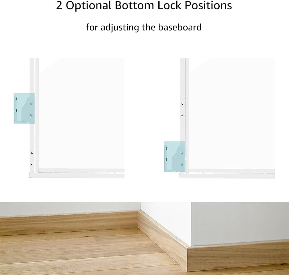 beeNbkks Clear Dog Gate, No Bottom Bar Pet Safety Gate for Doorways Hallways Stairs, Walk Thru Design with One-Hand Dual Swing Door, Indoor and Outdoor Use, Adjustable 28" to 43.5" Wide, 30" Tall
