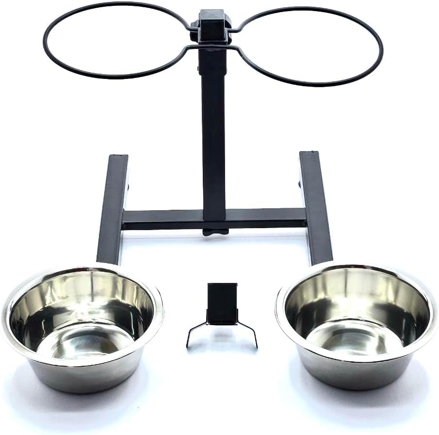 Adjustable Elevated Dog Bowls with Stand, Stainless Steel, 2 Bowls, Rubber Feet (50oz)
