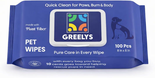100 Count Dog Wipes, Plant-Based Bamboo Pet Wipes for Dogs & Cats, No Rinse Cleaning for Paws, Body & Butt, Deodorizing & Gentle