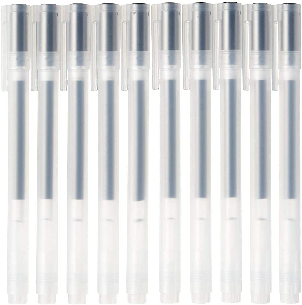 Muji Gel Ink Ballpoint Pen Cap Type 10-Pieces Set, 0.38 mm Nib Size, Black