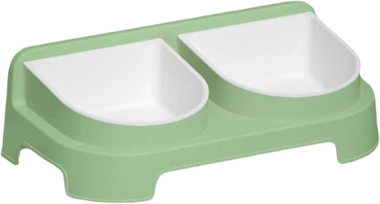 Shinsto Double Elevated Pet Feeder Bowls with Stand Raised Dog Cat Bowls Easy to Clean Design Green One Size
