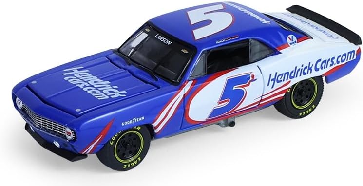 Greenlight Collectibles 1:64 Racing Hitch & Tow Series 6-1986 Chevy K5 Blazer Silverado and 1969 Camaro – Hendrick Motorsports – Kyle Larson #5 First Win Tribute on Tandem Car Trailer 31190-C