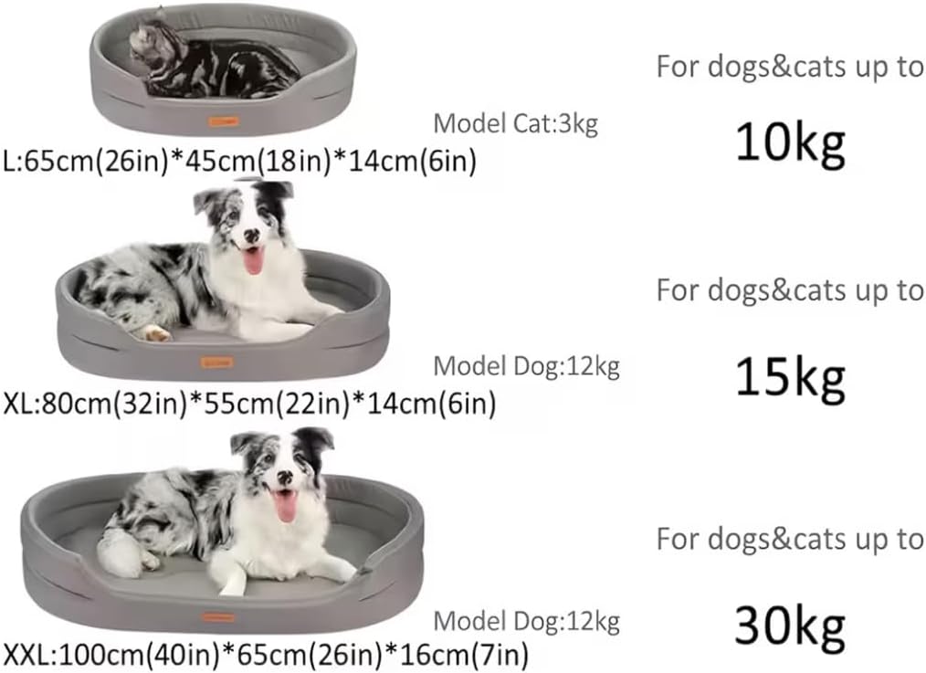 Economy Buster Premium Oval Pet Bed for Small Dogs & Cats (5–10 lbs), Oxford Cloth & Suede Bone-Shaped Warm Nest with Thinner Cushion,Non-Slip Base, Machine (Gray, Medium)