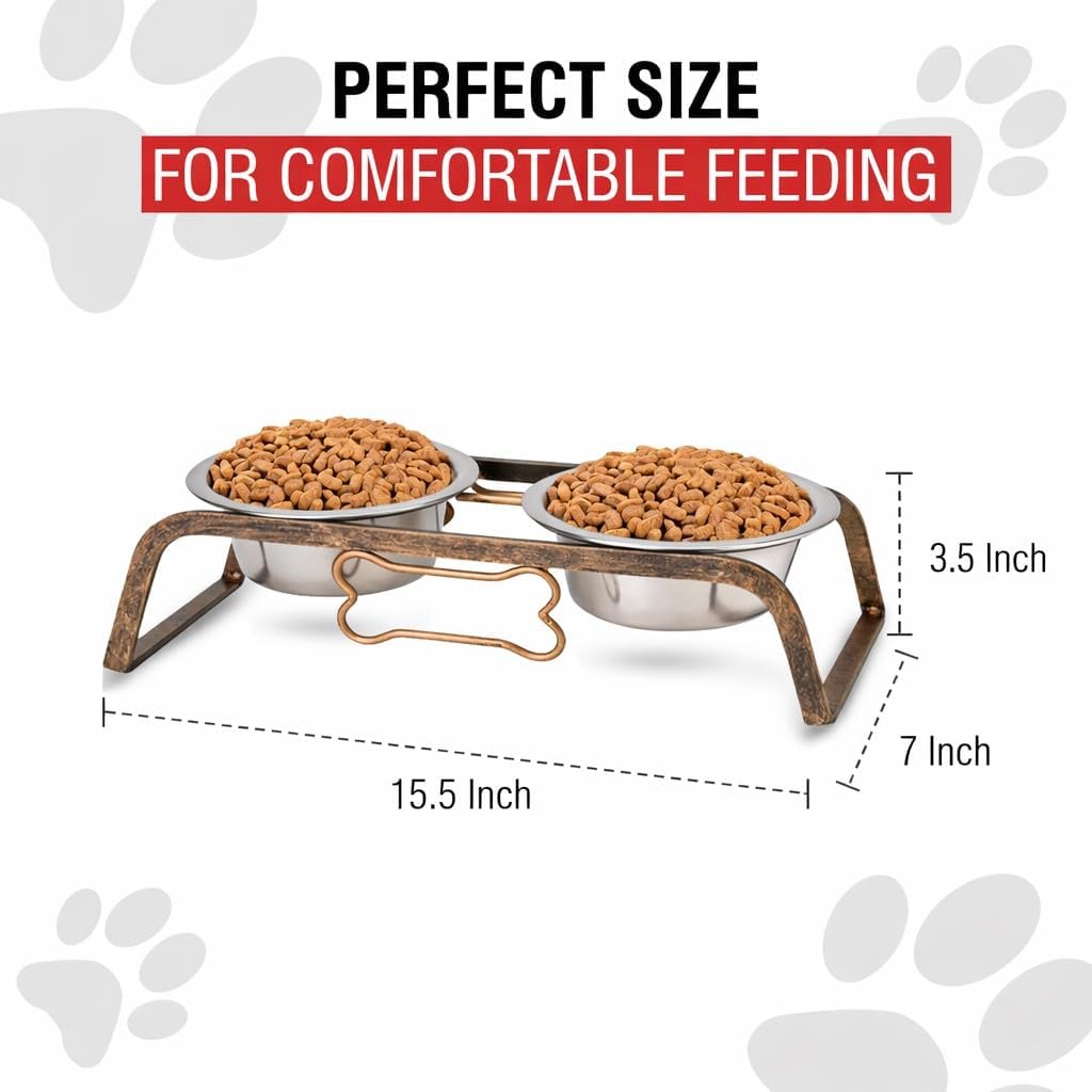 Loving Pets Elevated Dog Bowls – Raised Stainless Steel Dog Bowls with Steel Stand – Non-Skid, No Spill Feeder for Small, Medium & Large Dogs – Easy to Clean, Durable Raised Dog Feeding Station