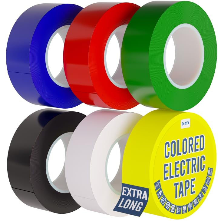 6 Pack Color Vinyl Electrical Tape, Waterproof Flame Heat & Weather Resistant IndoorOutdoor High-Temperature Professional Grade Electric Wire Colored Tape 3/4 in x 30 FT x 7 Mil E Tape