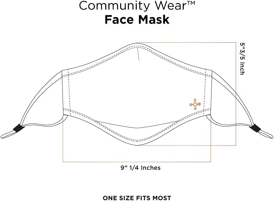 Tommie Copper Community Wear Face Masks I Double Lined, Copper Infused, Ear Straps & Nose Wire, Face Covering (Pack of 2)