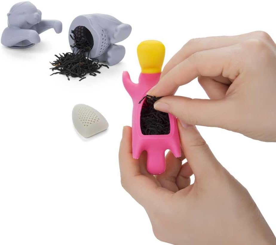 Tea Infuser for Loose Leaf Tea-leaves - ParTea Pack Silicone Strainer Animals, A Fun and Ideal Gift for Friends, and Family, 5-Pack Loose Leaf Steeper Set in Soft Multi-Color Designs