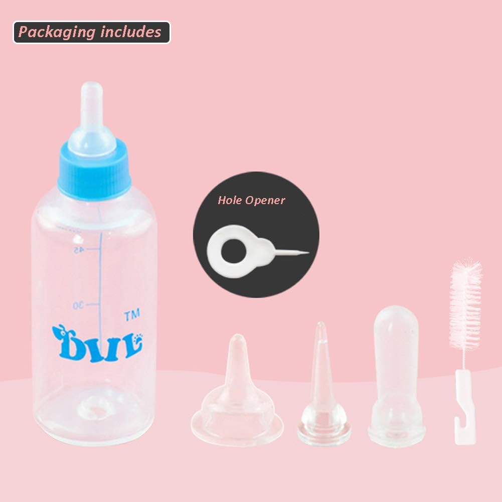 OMEM Baby Pet Nursing Bottle Replacement Nipple Feeding for Newborn Kitten Puppy Small Animals 60ml/120ml (Large)