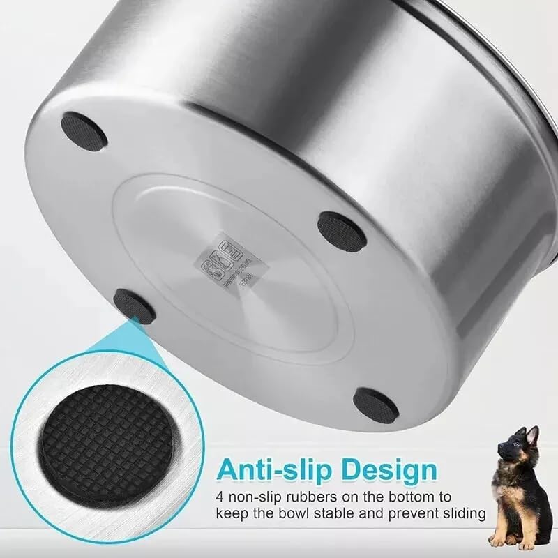 Stainless Steel Dog Water Bowl No Spill, 101oz/3L Large Capacity Pet Water Dispenser with Floating Disk, Non-Slip Slow Drink Feeder for Cat, Anti-Gulping & Splash Proof for Travel, Car Home