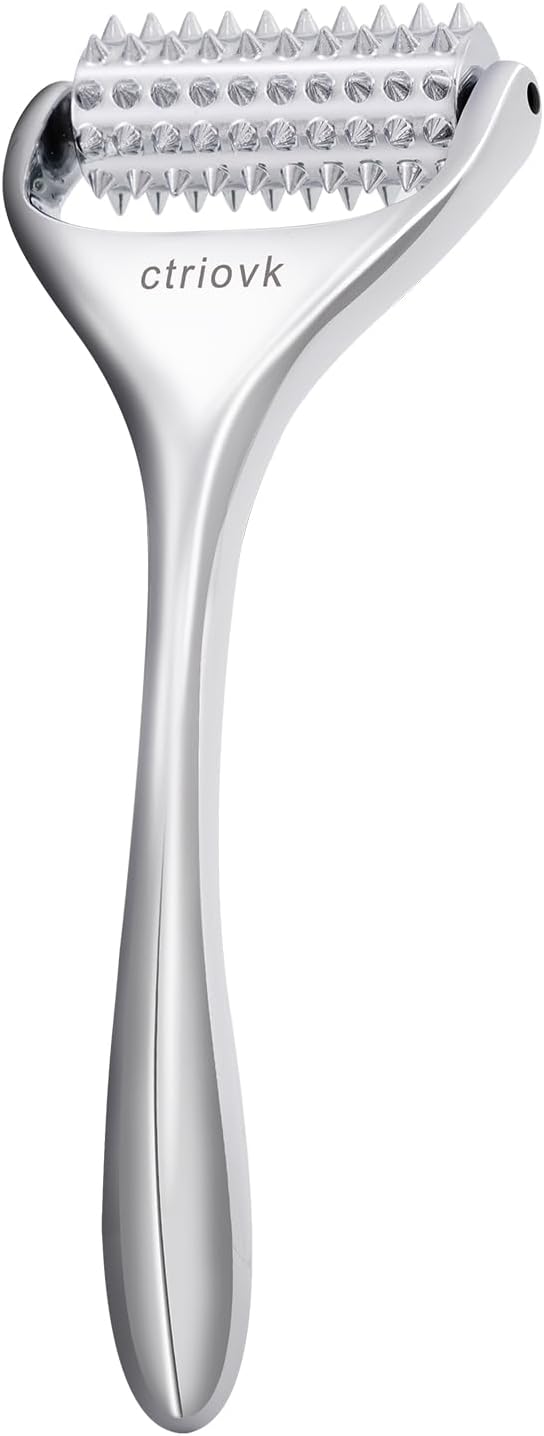 Acupuncture Massage Roller, Stainless Steel, Portable Manual Roller for Whole Body Pain Relief, Puffiness Reduce and Muscle Relaxation Massage