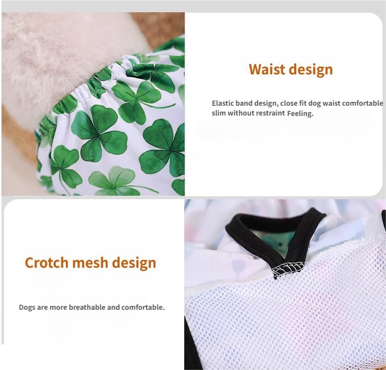 Dog Diapers for Female Dogs, Washable Reusable Pet Physiological Pants with Cute Prints, Period and Heat Protection for Small Medium Large Dogs-4PCS(B,XL)(#A,S)
