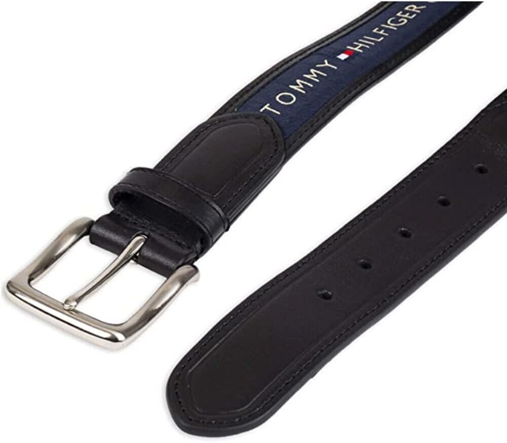 Tommy Hilfiger Men's Fabric Inlay Casual Belt With Classic Harness Buckle