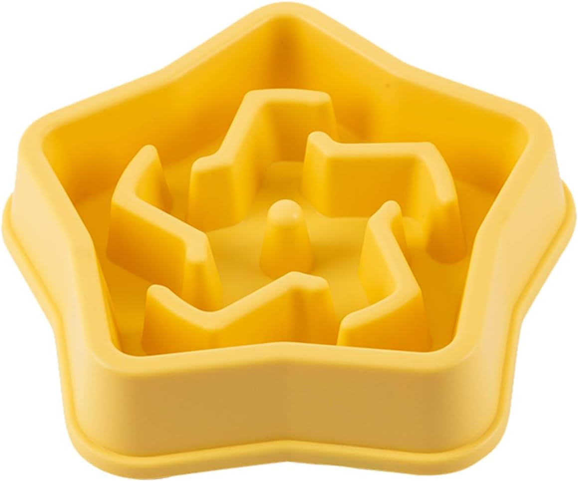 Slow swallowing Bowl for Dogs to Prevent Rapid Eating, Reduce gastrointestinal Burden and Bloating, Durable and Non-Toxic Material, Easy to Clean, Slow Feeding Bowl for Dogs. (Star Yellow, Star)