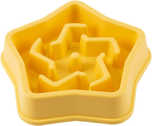 Slow swallowing Bowl for Dogs to Prevent Rapid Eating, Reduce gastrointestinal Burden and Bloating, Durable and Non-Toxic Material, Easy to Clean, Slow Feeding Bowl for Dogs. (Star Yellow, Star)