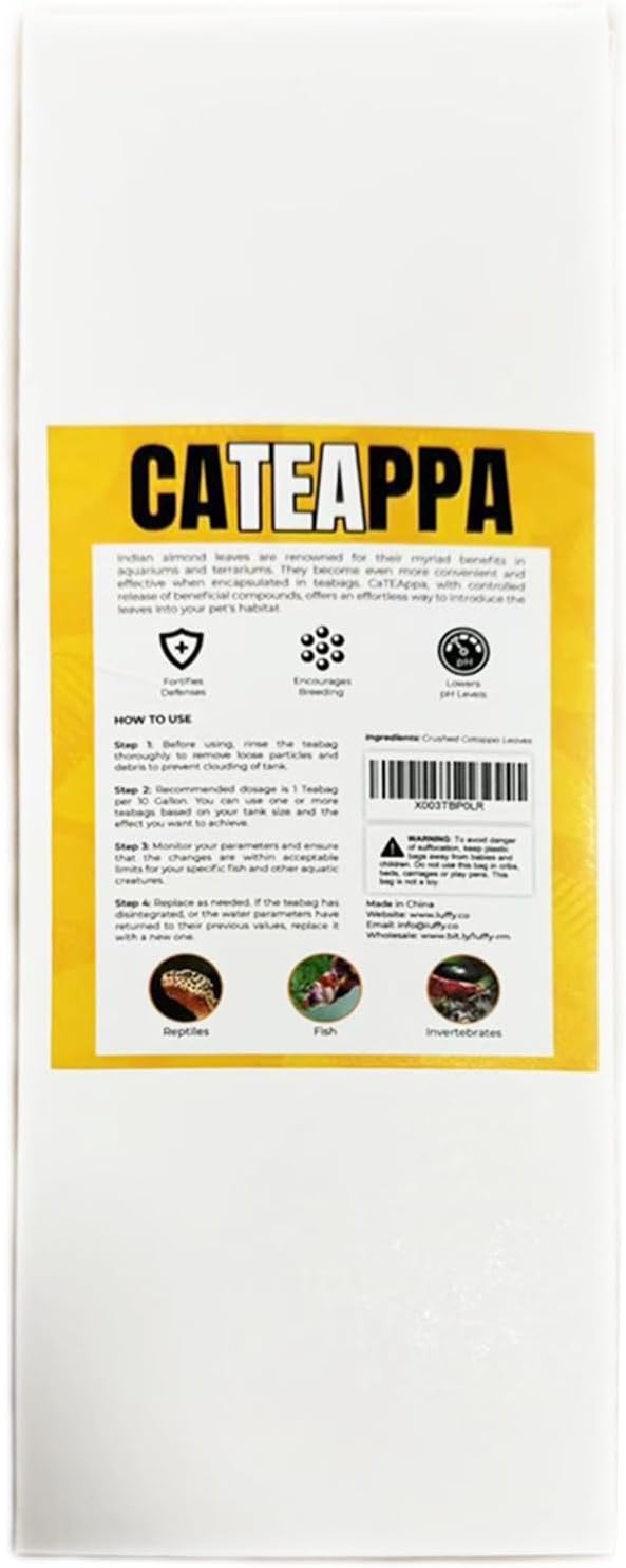 SunGrow Catappa Bags for Bettas, All The Benefits Without The Mess, Helps Mend Fins and Gills, Encourages Reproduction, Adds Beautiful Amber Color to Water, 10 pcs