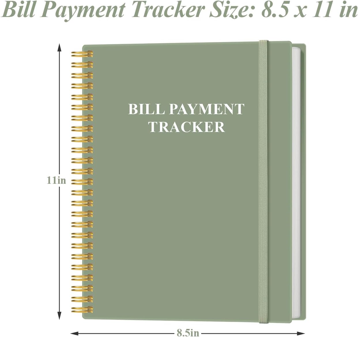 Bill Tracker Notebook - Monthly Bill Organizer & Planner for Personal Budgeting Financial, Monthly Bill Payment Checklist, 8.5" x 11", Green