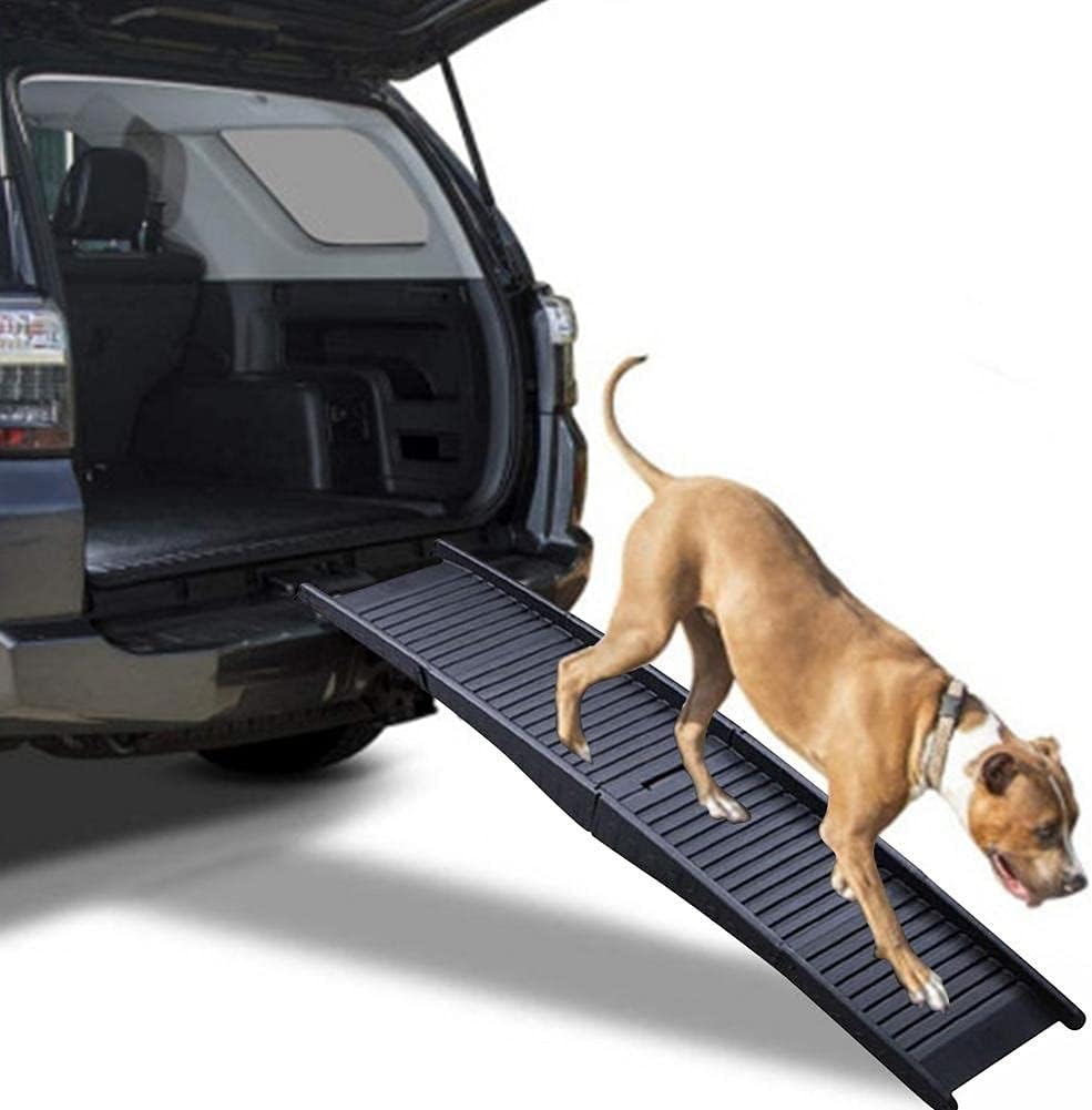 Pet Stairs Dog Ramp Lightweight Folding Pet Ladder Ramp Dog Stairs for High Beds Trucks Cars and SUV Over 5kg (Color : Black Size : Same Size)