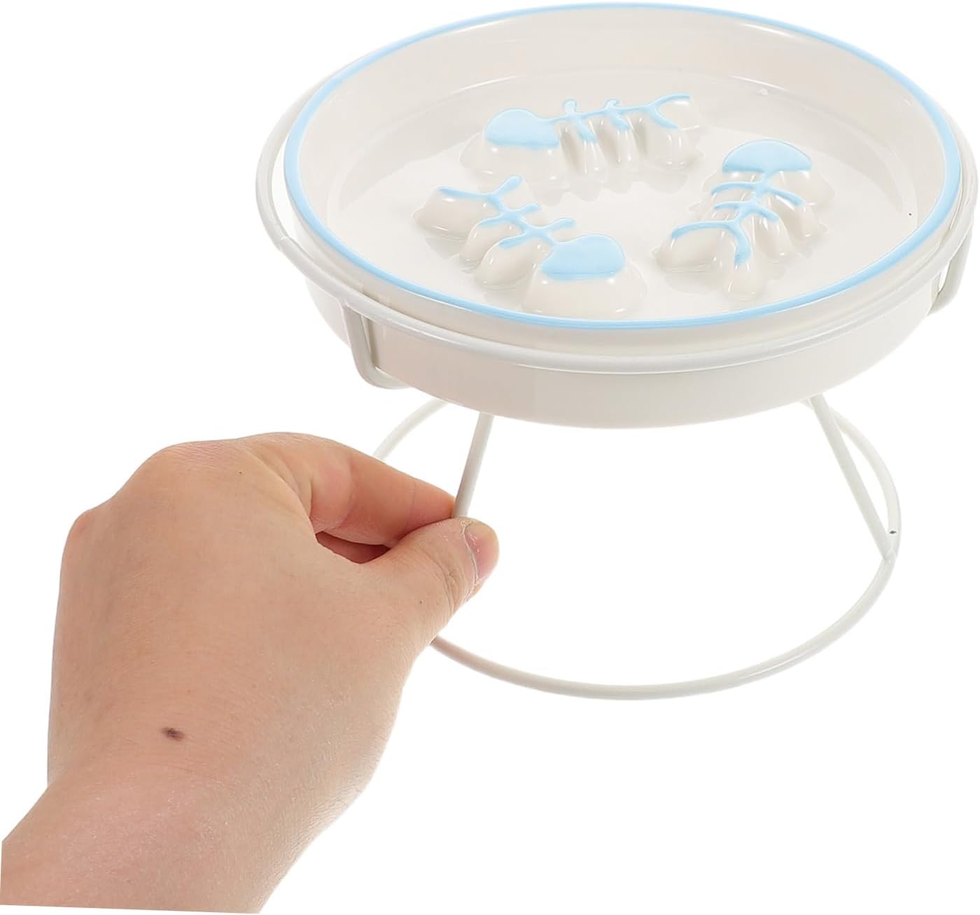 Milisten Elevated Ceramic Cat Bowl Slow Feeder Dish with High Stand for Cats and Small Dogs Choking Design Promotes Healthy Eating Dishwasher Safe