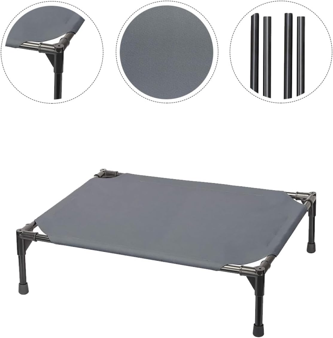 PRETYZOOM Elevated Dog Cot Washable Pet Sleeping Bed Detachable Grey M Size Moisture Resistant Four-Season Pet House Comfortable Dog Nest for Indoor Use