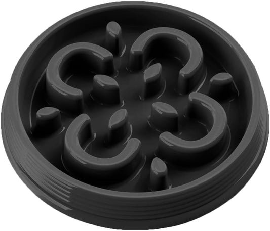 Abode Homewares Slow Chow Medallion 7 Cup Durable Polypropylene Slow Feeder Pet Bowl for Large Dogs, Non-Skid, Dishwasher- and Microwave-Safe Food Bowl with Healthy Eating Anti-Gulping Maze - Black