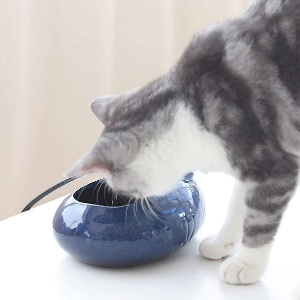 Fountain Pet Suppties Cat Water Fountains, Ceramic Pet Water Dispenser for Dogs and Kitten with Filter, Automatic Organic Filter Silent NonSlip Pet Water Dispenser (Color : Blue) (Brown)