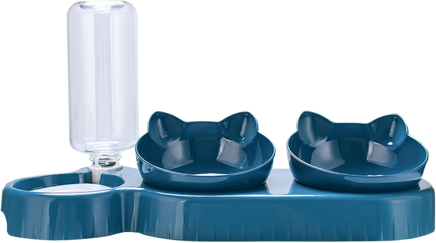 Pet Food Feeder And Waterer Detachable Cat Anti-overturning Bowl Anti-Leak Water Fountain- Slanted Raised Bowl Cat Food Water Dispenser