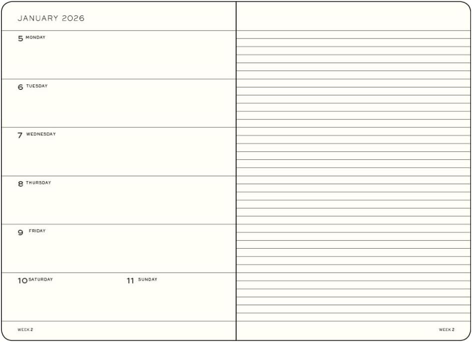 LEUCHTTURM1917 - Weekly Planner & Notebook 2026, Hardcover, Medium (A5), Ruled, Black (Jan 1 - Dec 31, 2026)