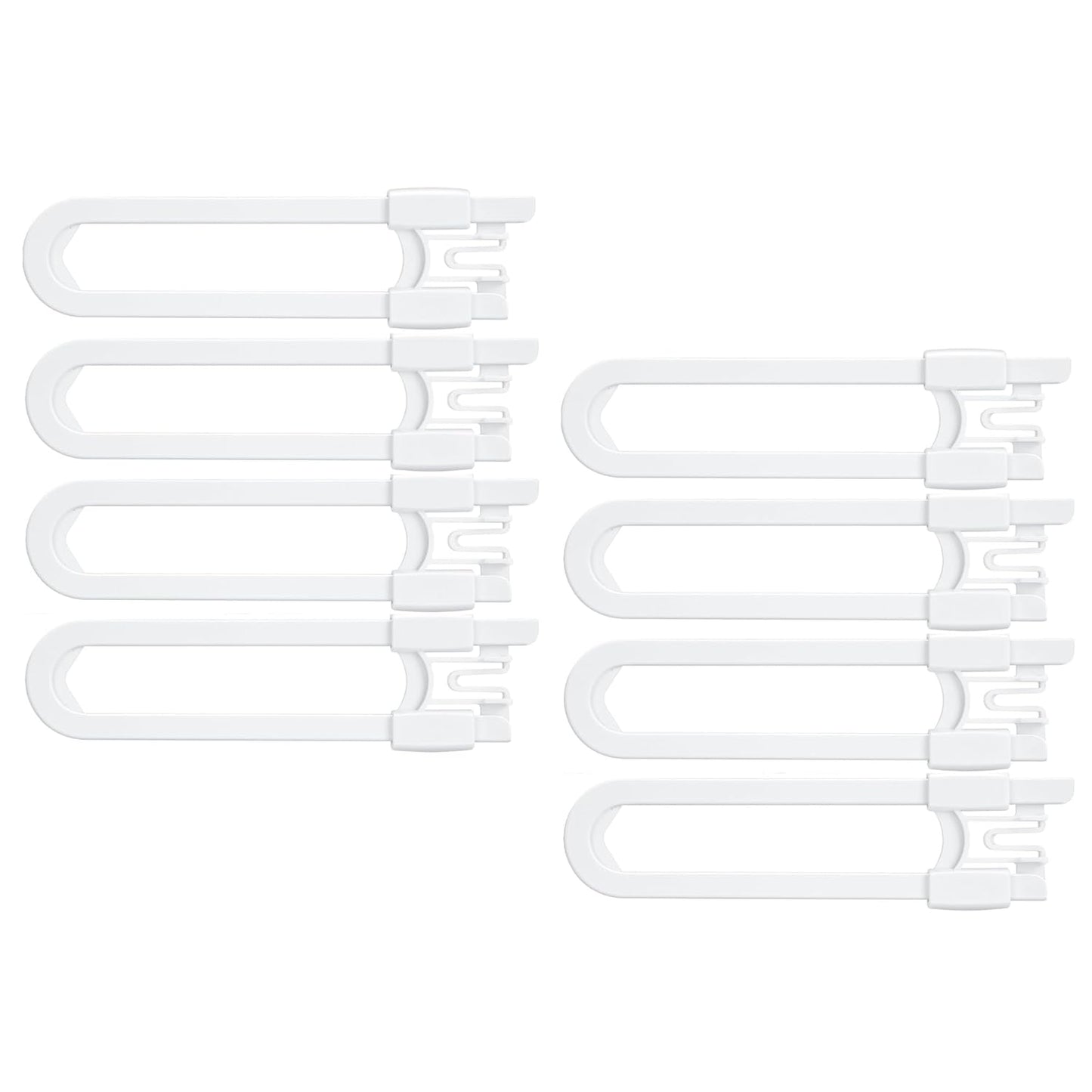 Vmaisi 8 Pack Baby Sliding Cabinet Locks - Adjustable U Shaped Child Safety Locks,Childproof Latches for Kitchen Bathroom Storage Cupboards Doors, Handles and Knobs White