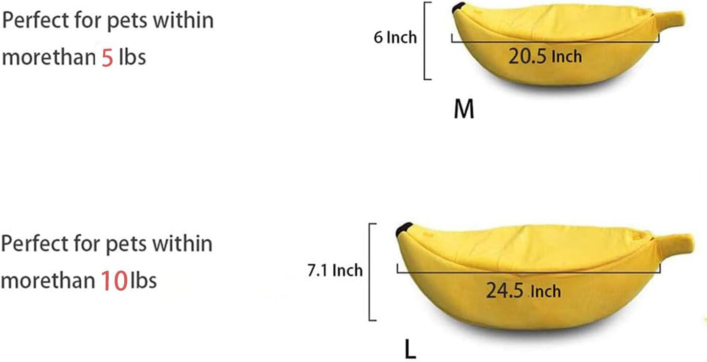 Banana Beds for Cats Cute Shape for Kittens Small Dogs Up to 10 lbs Soft Plush Cat Bed Cozy Calming Pet Bed Puppies Cave Couch Shape Houseboat Cat Cage Accessories (Large)