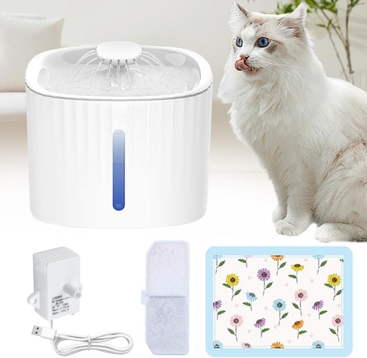 Pet Water Dispenser, LED Light Display 3L Large Capacity Intelligent Automatic 24-Hour circulating Filter pet Water Basin, Silent Design, Suitable for Cats and Dogs Drinking Water