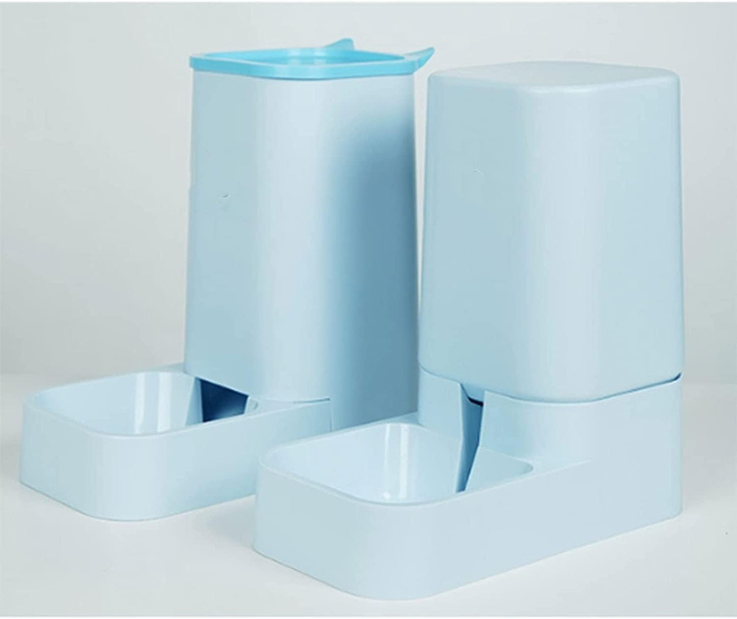 Unplugged Pet Feeder Water Dispensers Supplies Set Automatic Gravity Feeder Cat Food,Dog Water Bowl and Automatic Cat Food Dispenser Pet Feeders Water Dispenser cat Fountain (Blue)