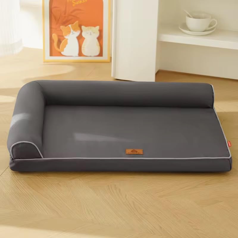 Luxury Orthopedic Waterproof pet Bed Washer Safe .Memory Foam Cooling pet mat/Bed (Tan, Small)