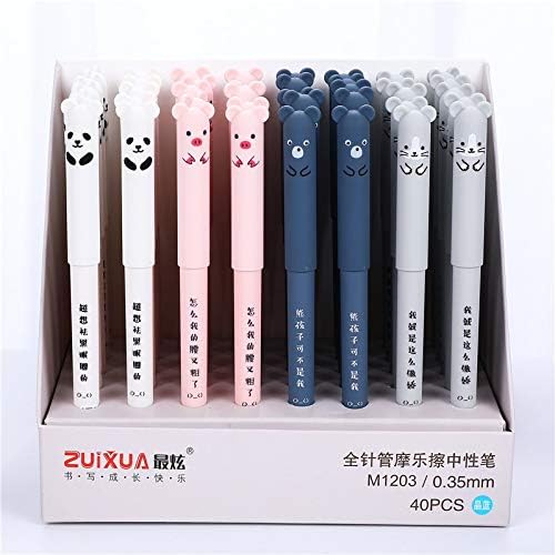 4 Pcs/set Kawaii Pig Bear Cat Mouse Erasable Gel Pen School Office Supplies Stationery Gift 0.35mm Blue Black Ink 4 Pcs/set(blue 4pcs)