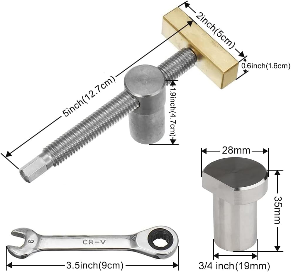 TOOLCOOL Bench Dog Clamp 3/4 Inch Dog Hole Clamp with Stainless Steel Bench Dogs for Woodworking MFT Table Workbench (2 Pack)