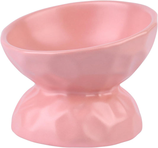 Milisten Elevated Ceramic Cat Feeding Bowl Small Pink Pet Food and Water Feeder Neck Protection Raised Dish for Indoor Cats