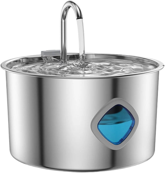 Cat Water Fountain Stainless Steel | 3.2L Cat Fountains for Drinking,Automatic Waterer Pet Feeding Bowl for Small Medium Large Breed Dog Puppy Kitten Drinking Watering Indoor