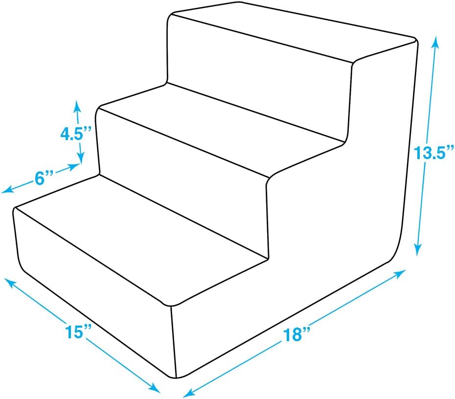 Best Pet Supplies Dog Stairs & Steps - Foam Steps for Small Dogs & Cats, Non-Slip Indoor Balanced Pet Step Support, Dog Ramp, No Assembly, Ash Gray Linen, 3-Step (13.5-inch Height)