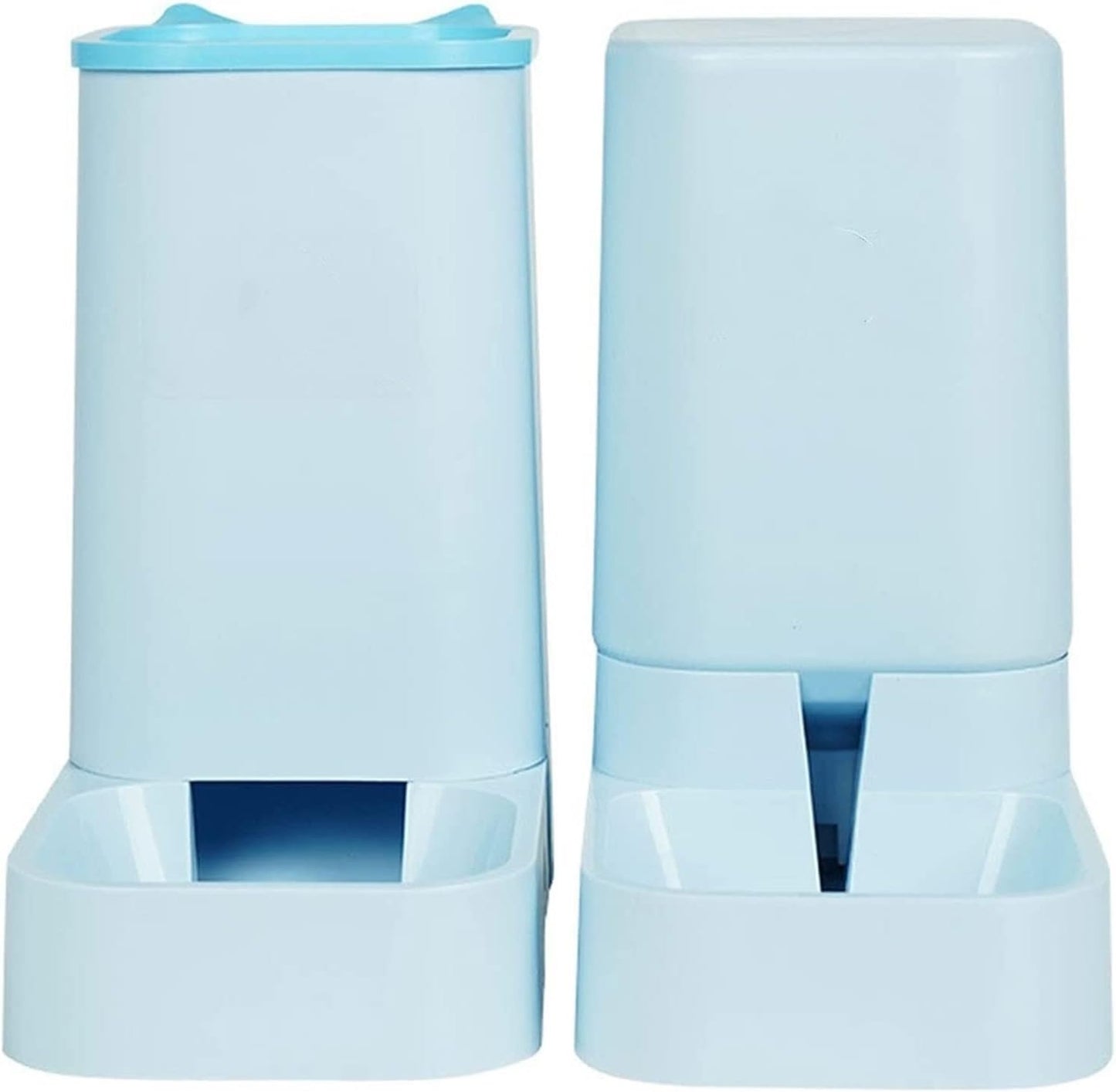 Unplugged Pet Feeder Water Dispensers Supplies Set Automatic Gravity Feeder Cat Food,Dog Water Bowl and Automatic Cat Food Dispenser Pet Feeders Water Dispenser cat Fountain (Blue)