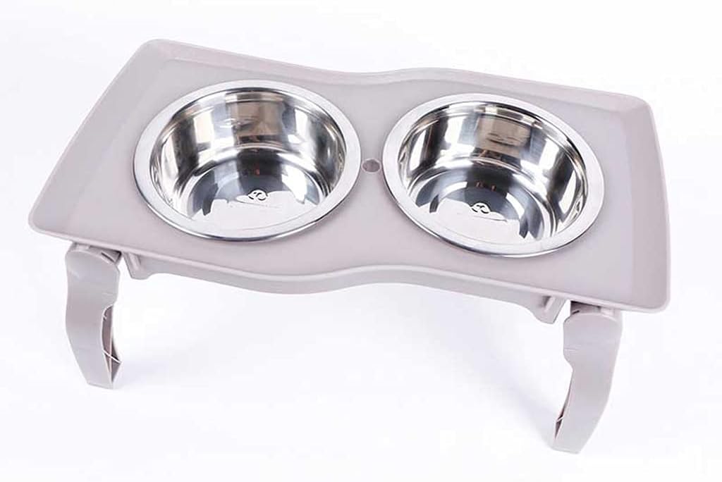 Pets Stand Raised Bowls Dog Food Water Feeder Portable Folding Ceramic Single Double Dish Bowl Adjustable Table Pet Supplies (Color : A) (B)