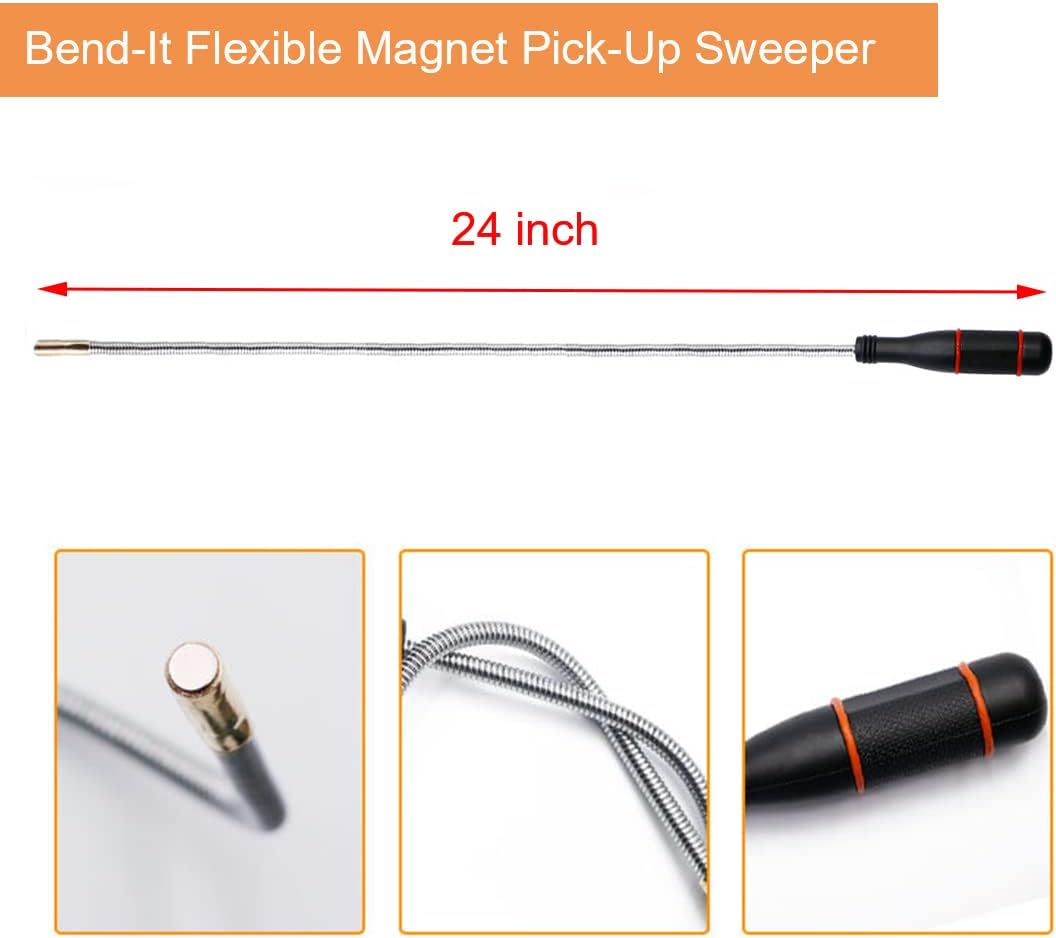 3 Pack Telescoping Magnet Pick-up Tool Set - Retrieving Telescoping Magnet Pickup Tools，Extendable Magnetic Pick Up Tools，Bendable Spring Magnet Stick
