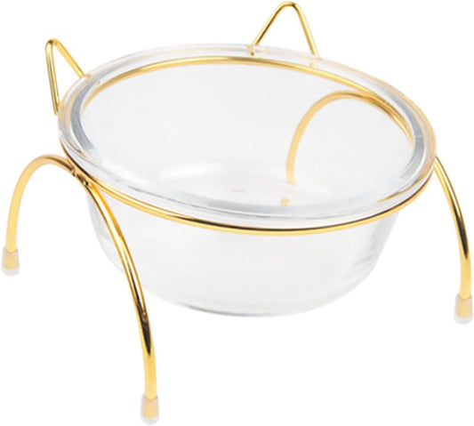 Milisten Raised Glass Pet Bowl with Tilted Stand, Elevated Cat and Dog Feeding Dish, Single Slant Food Bowl for Comfortable Eating