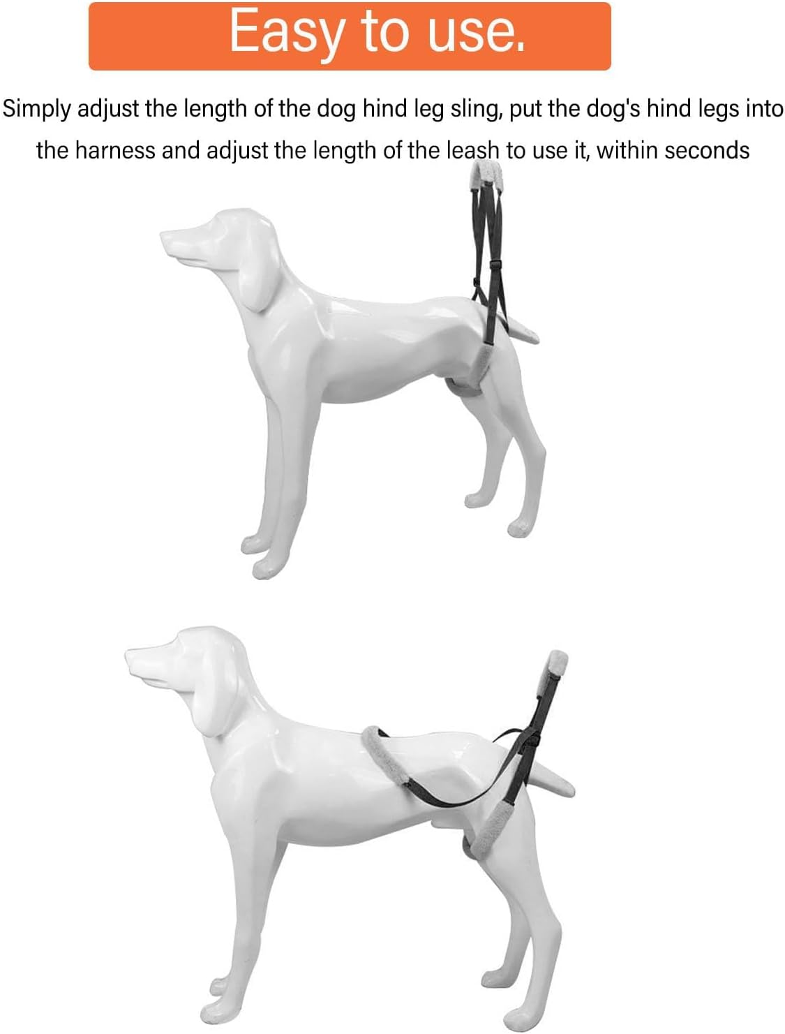 2Pcs Dog Mobility Aids for Walking, Pet Support Harness for Back Legs Disabled Injured Pets Adjustable Easy to Wear Hind Leg Sustain Tool
